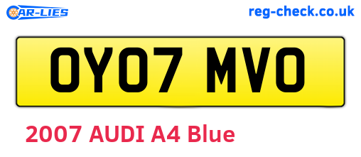 OY07MVO are the vehicle registration plates.