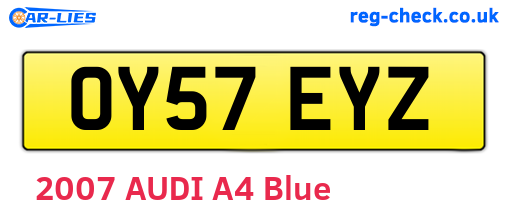 OY57EYZ are the vehicle registration plates.