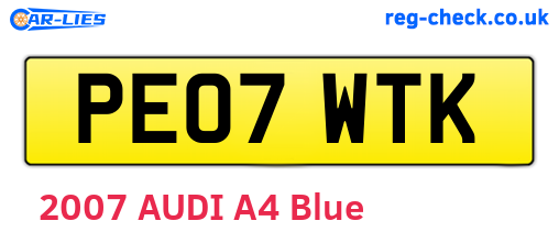 PE07WTK are the vehicle registration plates.