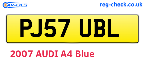 PJ57UBL are the vehicle registration plates.