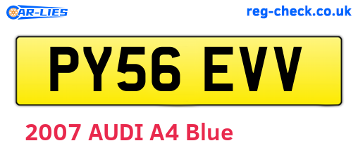 PY56EVV are the vehicle registration plates.