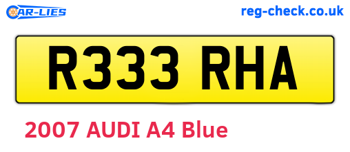 R333RHA are the vehicle registration plates.