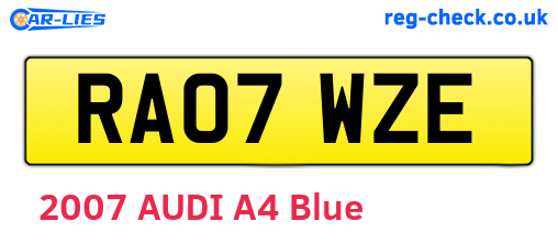 RA07WZE are the vehicle registration plates.