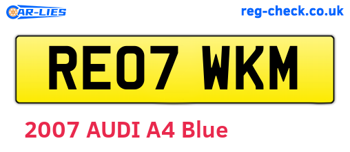 RE07WKM are the vehicle registration plates.