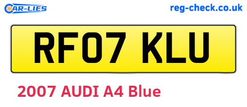 RF07KLU are the vehicle registration plates.