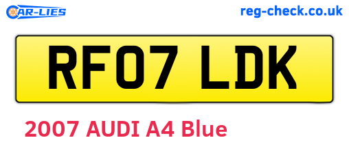 RF07LDK are the vehicle registration plates.
