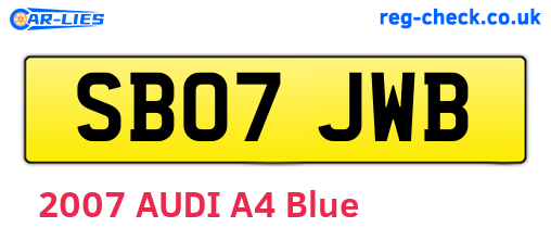SB07JWB are the vehicle registration plates.