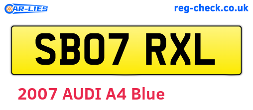 SB07RXL are the vehicle registration plates.