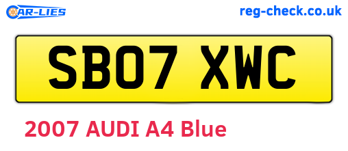 SB07XWC are the vehicle registration plates.