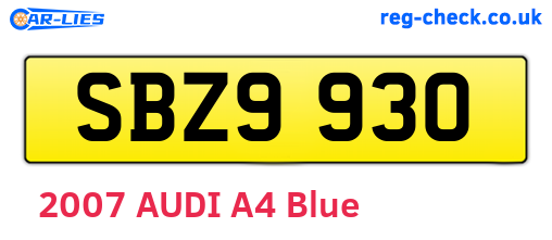 SBZ9930 are the vehicle registration plates.