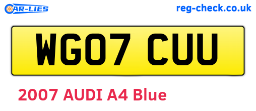 WG07CUU are the vehicle registration plates.