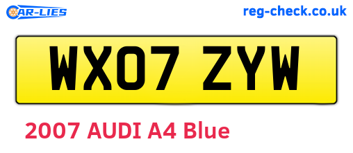 WX07ZYW are the vehicle registration plates.