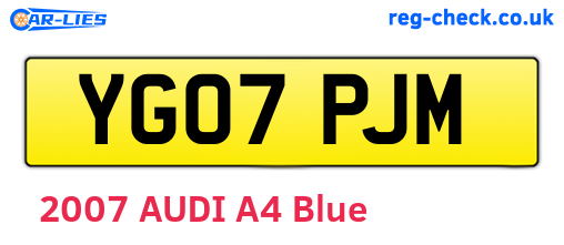 YG07PJM are the vehicle registration plates.