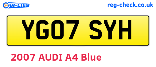 YG07SYH are the vehicle registration plates.