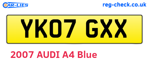 YK07GXX are the vehicle registration plates.