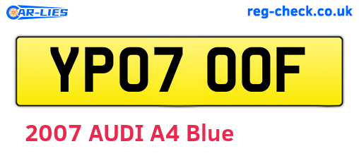 YP07OOF are the vehicle registration plates.