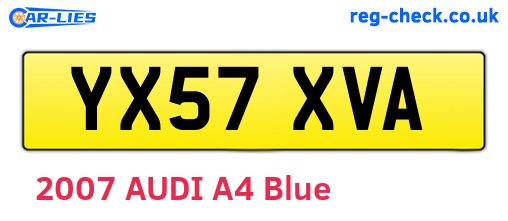 YX57XVA are the vehicle registration plates.