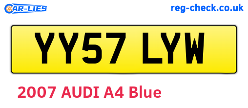 YY57LYW are the vehicle registration plates.