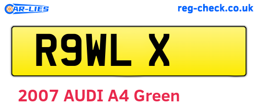 R9WLX are the vehicle registration plates.