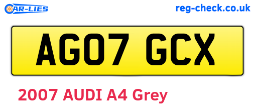AG07GCX are the vehicle registration plates.