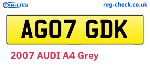AG07GDK are the vehicle registration plates.