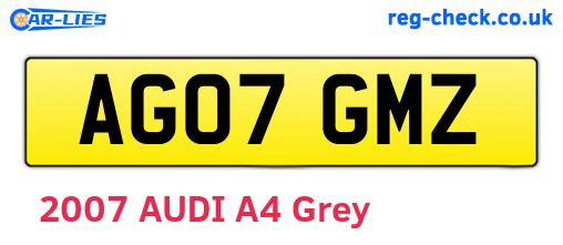 AG07GMZ are the vehicle registration plates.