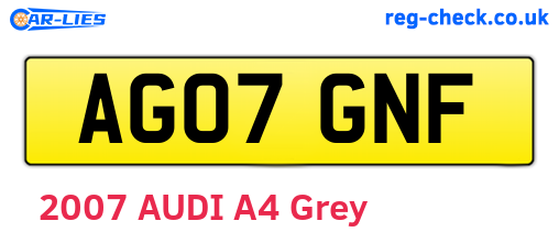 AG07GNF are the vehicle registration plates.