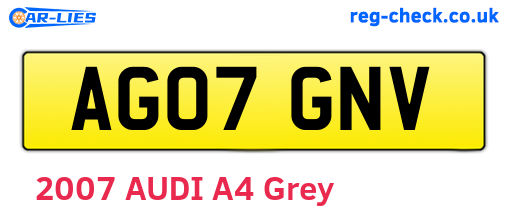 AG07GNV are the vehicle registration plates.