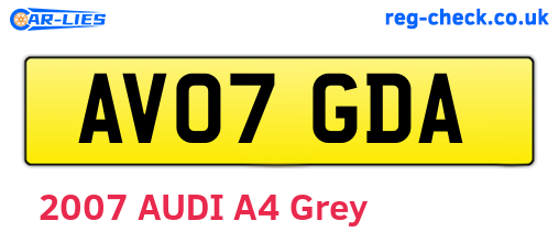AV07GDA are the vehicle registration plates.