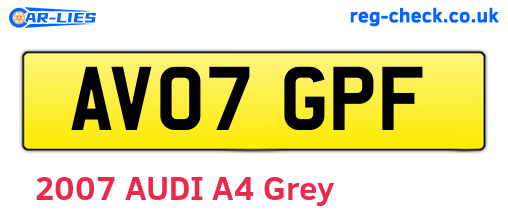 AV07GPF are the vehicle registration plates.