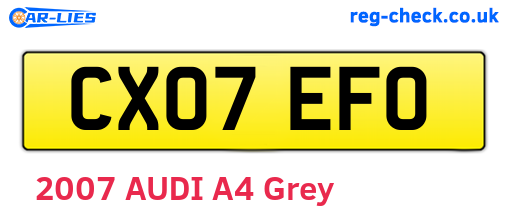CX07EFO are the vehicle registration plates.