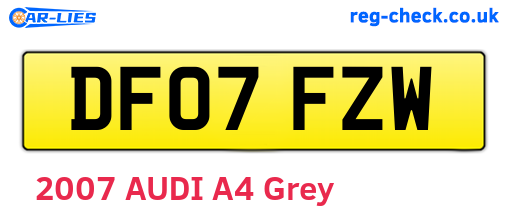 DF07FZW are the vehicle registration plates.