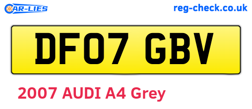 DF07GBV are the vehicle registration plates.