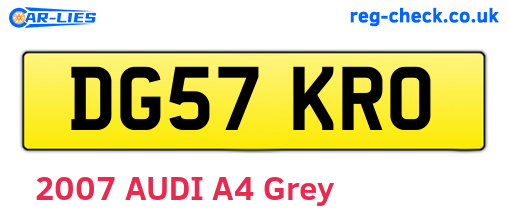 DG57KRO are the vehicle registration plates.
