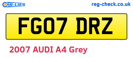 FG07DRZ are the vehicle registration plates.