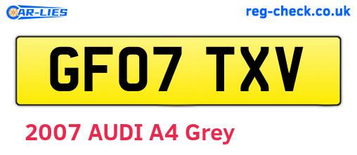 GF07TXV are the vehicle registration plates.