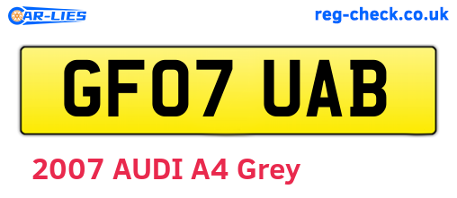 GF07UAB are the vehicle registration plates.