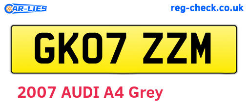 GK07ZZM are the vehicle registration plates.