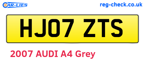 HJ07ZTS are the vehicle registration plates.