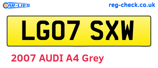 LG07SXW are the vehicle registration plates.