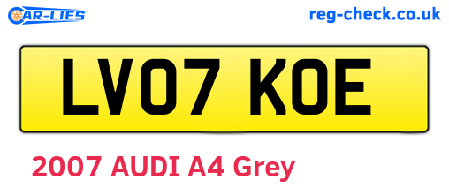 LV07KOE are the vehicle registration plates.