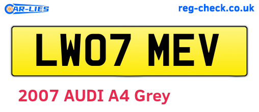 LW07MEV are the vehicle registration plates.