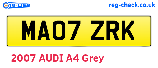 MA07ZRK are the vehicle registration plates.