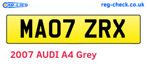 MA07ZRX are the vehicle registration plates.
