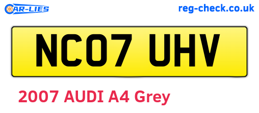 NC07UHV are the vehicle registration plates.