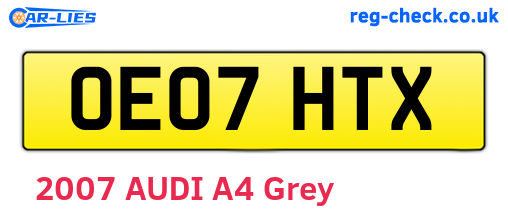 OE07HTX are the vehicle registration plates.