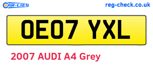 OE07YXL are the vehicle registration plates.