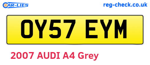 OY57EYM are the vehicle registration plates.