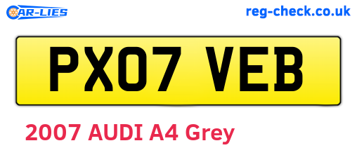 PX07VEB are the vehicle registration plates.