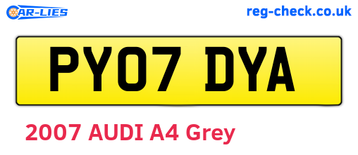 PY07DYA are the vehicle registration plates.